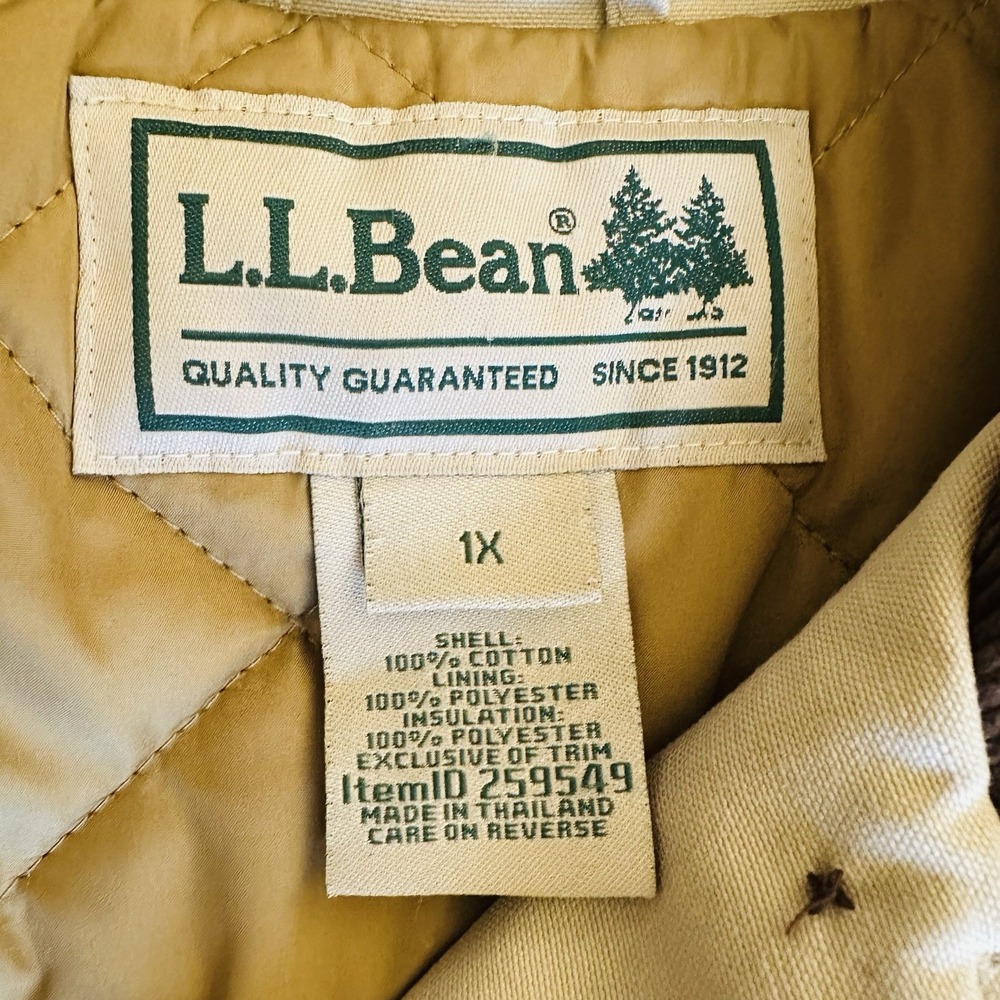 Vtg LL Bean Barn Jacket Womens 1X Tan Chore Field Quilt Lined Coat Thinsulate - Picture 8 of 13